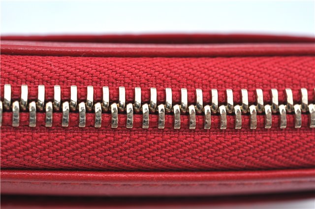 Authentic GUCCI Micro Guccissima Lovely Heart Leather Coin Case 268750 Red J9425