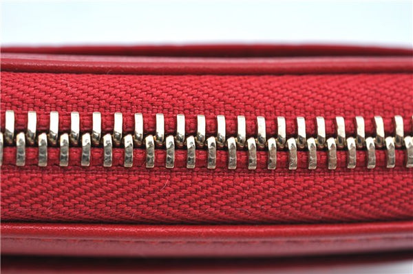 Authentic GUCCI Micro Guccissima Lovely Heart Leather Coin Case 268750 Red J9425