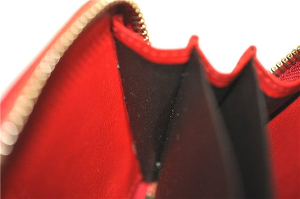 Authentic GUCCI Micro Guccissima Lovely Heart Leather Coin Case 268750 Red J9425