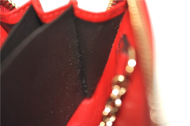 Authentic GUCCI Micro Guccissima Lovely Heart Leather Coin Case 268750 Red J9425