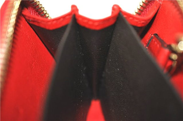 Authentic GUCCI Micro Guccissima Lovely Heart Leather Coin Case 268750 Red J9425