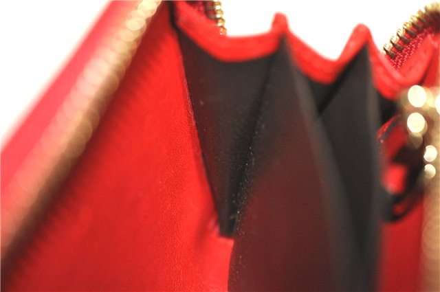 Authentic GUCCI Micro Guccissima Lovely Heart Leather Coin Case 268750 Red J9425