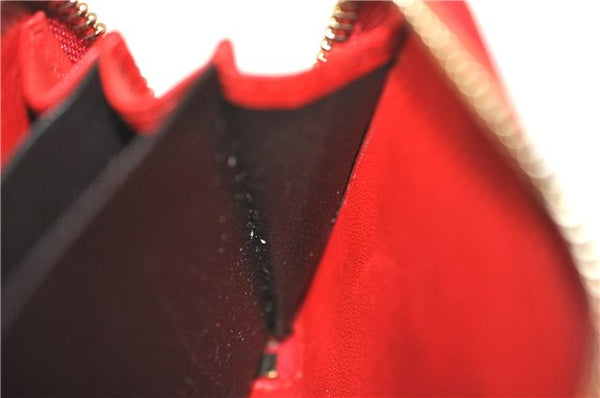 Authentic GUCCI Micro Guccissima Lovely Heart Leather Coin Case 268750 Red J9425