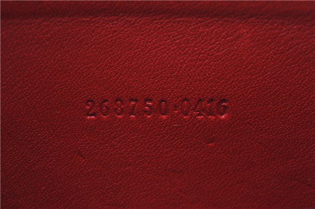 Authentic GUCCI Micro Guccissima Lovely Heart Leather Coin Case 268750 Red J9425