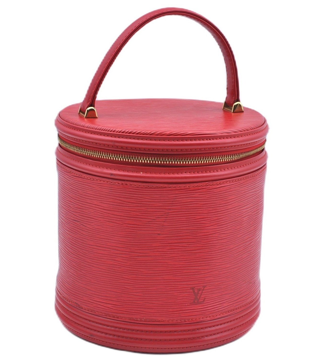 Authentic Louis Vuitton Epi Cannes Red Cosmetic Hand Bag Purse M48037 LV J9432