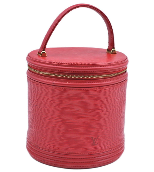 Authentic Louis Vuitton Epi Cannes Red Cosmetic Hand Bag Purse M48037 LV J9432