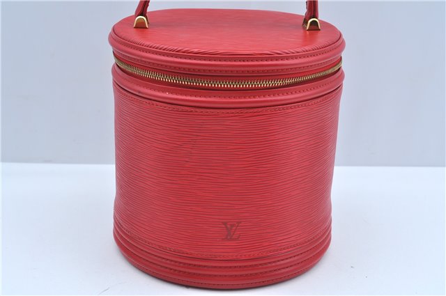 Authentic Louis Vuitton Epi Cannes Red Cosmetic Hand Bag Purse M48037 LV J9432