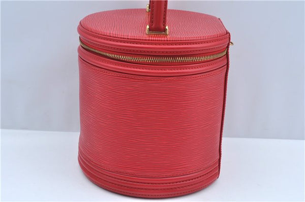 Authentic Louis Vuitton Epi Cannes Red Cosmetic Hand Bag Purse M48037 LV J9432