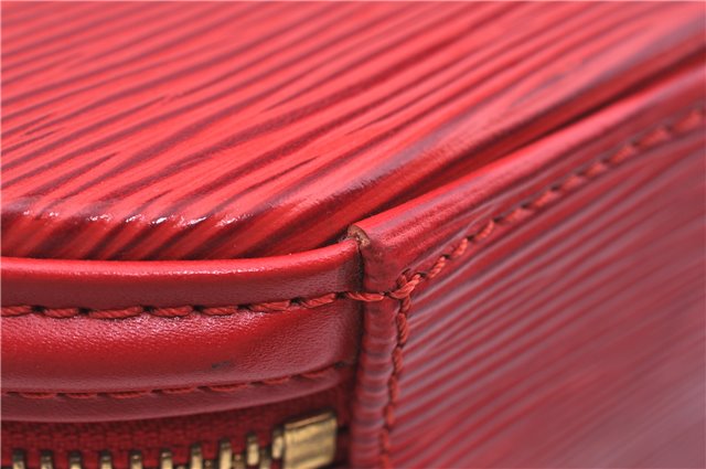 Authentic Louis Vuitton Epi Cannes Red Cosmetic Hand Bag Purse M48037 LV J9432