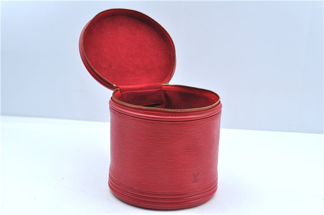 Authentic Louis Vuitton Epi Cannes Red Cosmetic Hand Bag Purse M48037 LV J9432