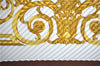 Authentic HERMES Pleats Scarf "LES TUILERIES" Silk White Gold Box J9509