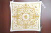 Authentic HERMES Pleats Scarf "LES TUILERIES" Silk White Gold Box J9509