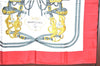 Authentic HERMES Carre 90 Scarf "BRIDES de GALA par" Silk Red White J9510