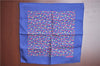Auth HERMES Petit Carre 40 Scarf Handkerchief Cherry Pattern Silk Navy J9518