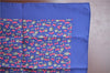 Auth HERMES Petit Carre 40 Scarf Handkerchief Cherry Pattern Silk Navy J9518