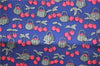 Auth HERMES Petit Carre 40 Scarf Handkerchief Cherry Pattern Silk Navy J9518