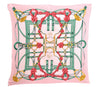 Authentic HERMES Pleats Scarf "Grand Manege" Silk Pink J9519