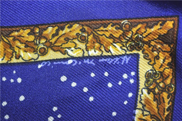 HERMES Petit Carre 40 Scarf Handkerchief "Souvenirs de Paris" Silk Blue J9520