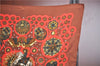 Authentic HERMES Pleats Scarf "LE ROY SOLEIL" Silk Brown J9525