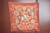 Authentic HERMES Pleats Scarf "LE ROY SOLEIL" Silk Brown J9525