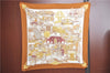 Authentic HERMES Pleats Scarf "AUTOMOBILE" Silk Brown Box J9530