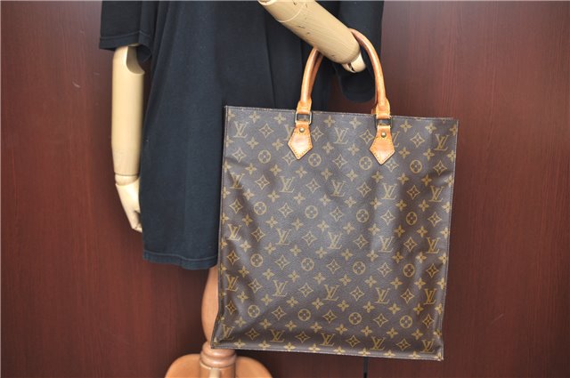 Authentic Louis Vuitton Monogram Sac Plat Hand Bag M51140 LV J9535