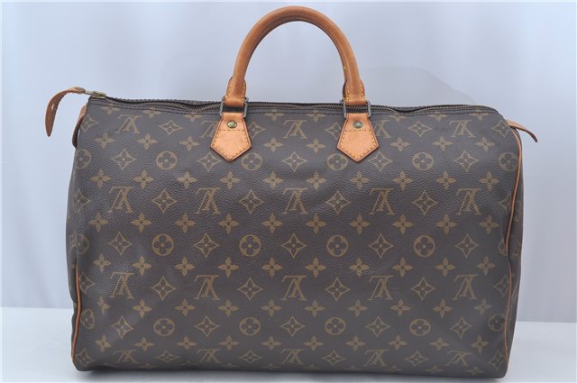 Authentic Louis Vuitton Monogram Speedy 40 Hand Boston Bag LV J9537