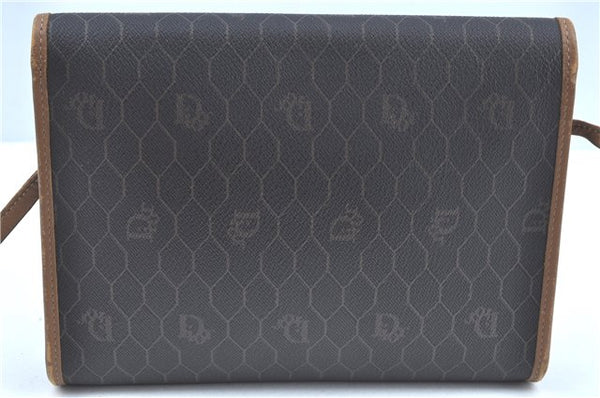 Authentic Christian Dior Honeycomb Shoulder Cross Bag PVC Leather Black CD J9540