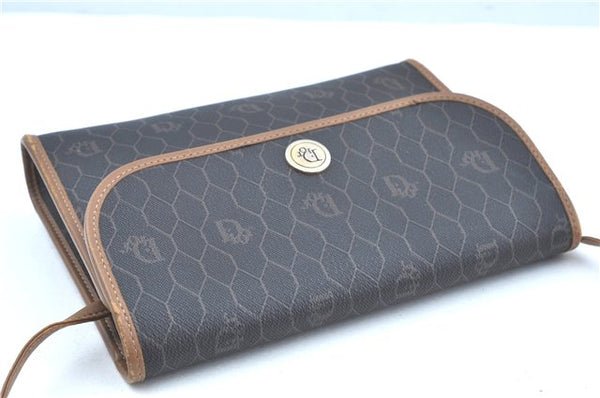 Authentic Christian Dior Honeycomb Shoulder Cross Bag PVC Leather Black CD J9540