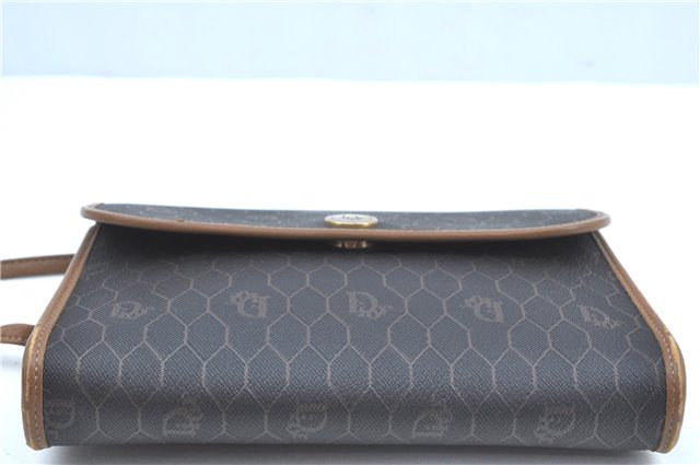 Authentic Christian Dior Honeycomb Shoulder Cross Bag PVC Leather Black CD J9540