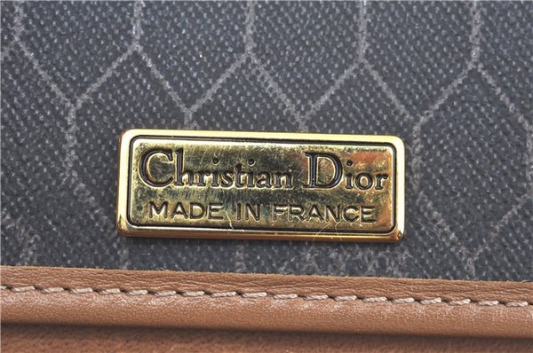 Authentic Christian Dior Honeycomb Shoulder Cross Bag PVC Leather Black CD J9540