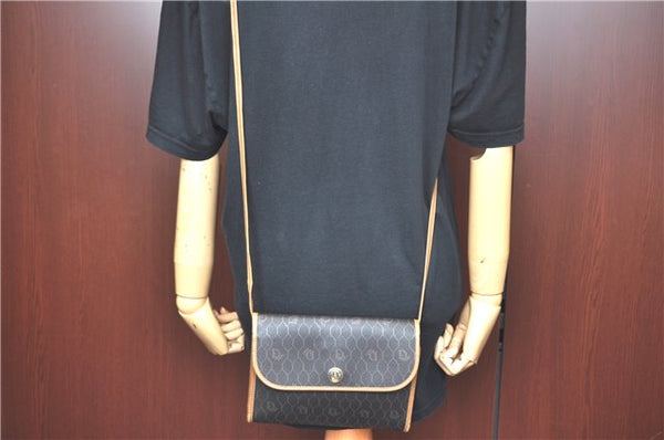 Authentic Christian Dior Honeycomb Shoulder Cross Bag PVC Leather Black CD J9540