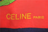 Authentic CELINE Scarf Belt Motif Silk Navy Blue Red J9541