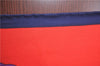 Authentic CELINE Scarf Belt Motif Silk Navy Blue Red J9541