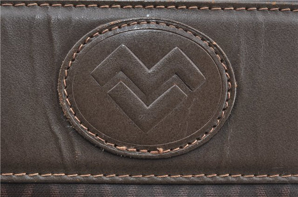 Authentic MARIO VALENTINO V Logo Travel Tote Bag PVC Leather Brown J9543