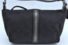 Authentic COACH Signature Hand Bag Pouch Purse Canvas Leather Black J9545
