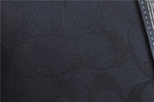 Authentic COACH Signature Hand Bag Pouch Purse Canvas Leather Black J9545