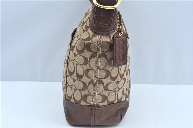 Authentic COACH Signature Shoulder Cross Bag Purse Canvas Leather Brown J9547