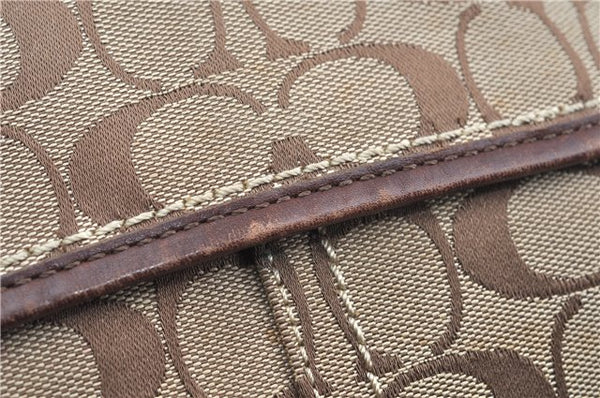 Authentic COACH Signature Shoulder Cross Bag Purse Canvas Leather Brown J9547