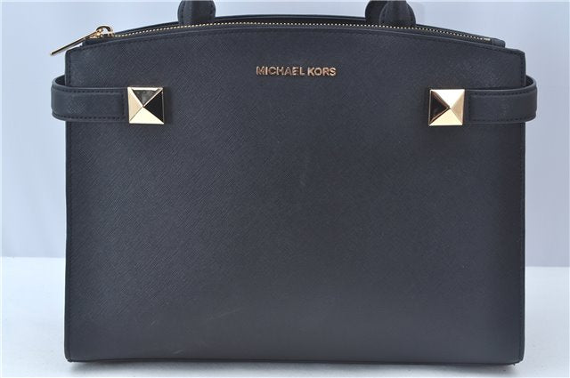 Authentic Michael Kors 2Way Shoulder Cross Body Hand Bag Leather Black J9548