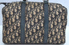 Authentic Christian Dior Trotter Hand Boston Bag Purse Canvas Leather Blue J9550