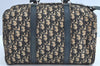 Authentic Christian Dior Trotter Hand Boston Bag Purse Canvas Leather Blue J9550