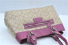 Authentic COACH Signature Shoulder Hand Bag PVC Leather F15707 Beige Pink J9552