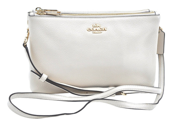 Authentic COACH 2Way Shoulder Cross Clutch Bag Purse Leather F38273 White J9555