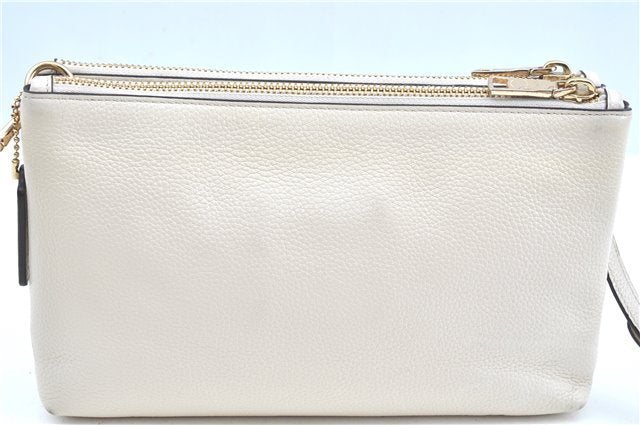 Authentic COACH 2Way Shoulder Cross Clutch Bag Purse Leather F38273 White J9555