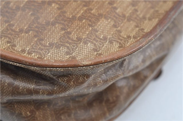 Authentic CELINE Macadam Blason Shoulder Cross Body Bag PVC Leather Beige J9561