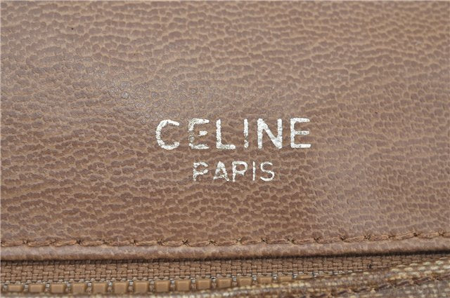Authentic CELINE Macadam Blason Shoulder Cross Body Bag PVC Leather Beige J9561