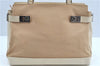 Auth Ferragamo Gancini Canvas Leather Shoulder Tote Bag Purse Beige Ivory J9562