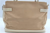 Auth Ferragamo Gancini Canvas Leather Shoulder Tote Bag Purse Beige Ivory J9562