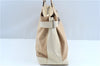 Auth Ferragamo Gancini Canvas Leather Shoulder Tote Bag Purse Beige Ivory J9562